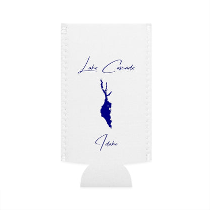 Idaho  Lake  Cascade  Slim  Can  Koozie  front  position  view  from  flat-front  white.webp