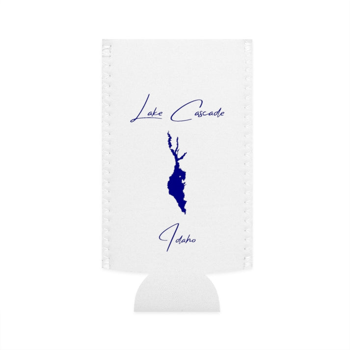 Idaho  Lake  Cascade  Slim  Can  Koozie  front  position  view  from  flat-front  white.webp