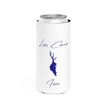 Idaho  Lake  Cascade  Slim  Can  Koozie  front  position  view  from  front  white.webp