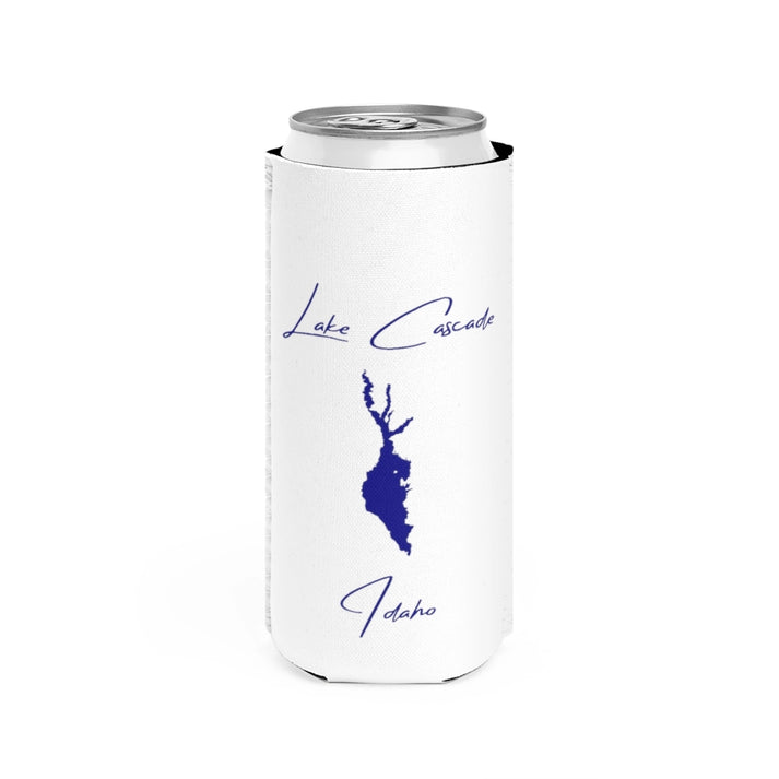 Idaho  Lake  Cascade  Slim  Can  Koozie  front  position  view  from  front  white.webp
