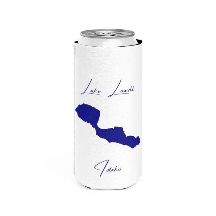Idaho  Lake  Lowell  Slim  Can  Koozie  front  position  view  from  front  white.webp