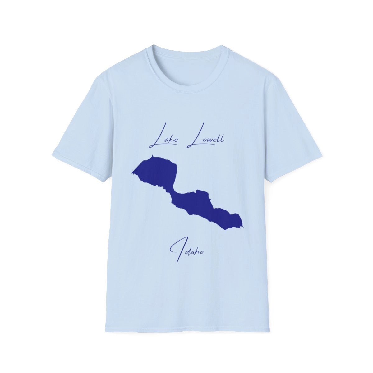 Idaho  Lake  Lowell  T-shirt  front  position  view  from  front  light  blue.webp