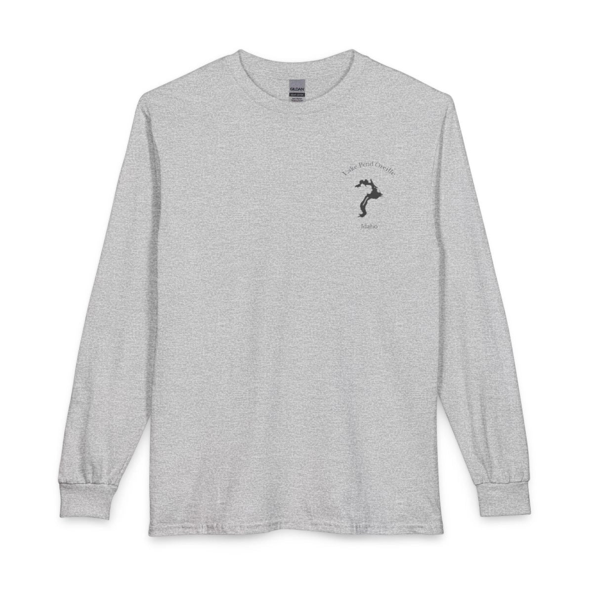 Idaho  Lake  Pend  Oreille  Long  Sleeve  Fishing  T-shirt  front  position  view  from  front  sport  grey.webp
