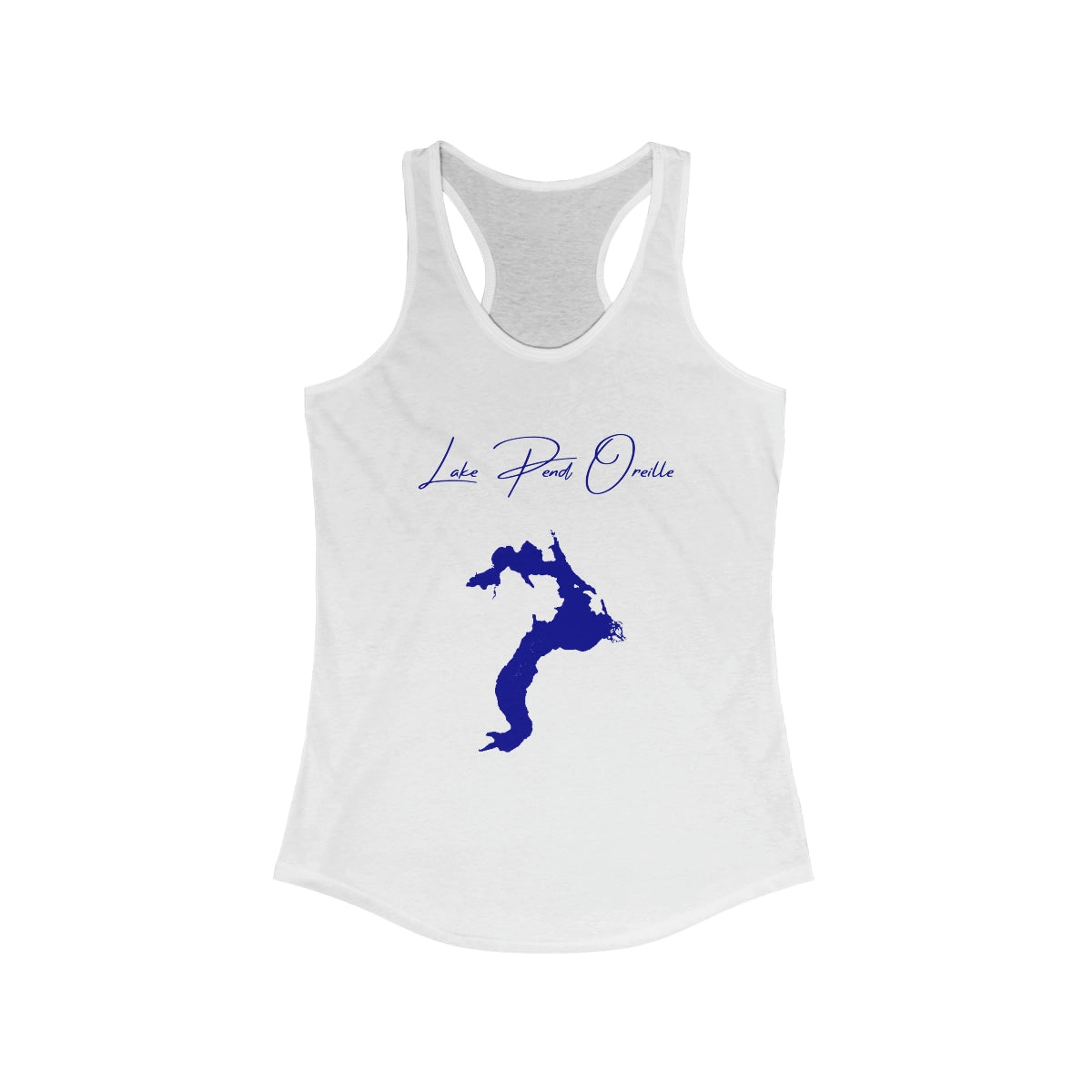 Idaho  Lake  Pend  Oreille  Racerback-Tank  front  position  view  from  front  solid  white.webp