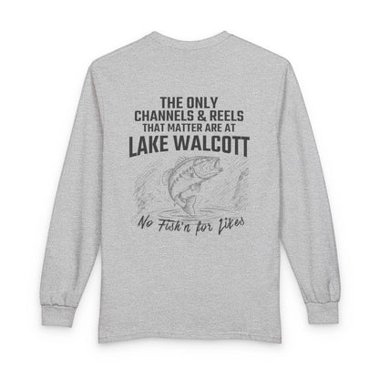 Idaho  Lake  Walcott  Long  Sleeve  Fishing  T-shirt  back  position  view  from  back  sport  grey.webp