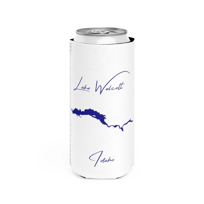 Idaho  Lake  Walcott  Slim  Can  Koozie  front  position  view  from  front  white.webp