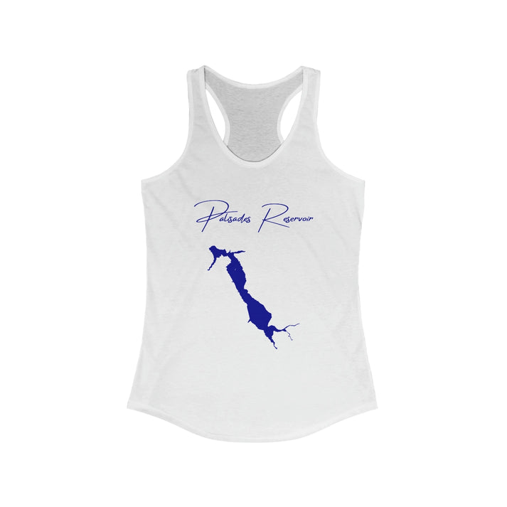 Idaho  Palisades  Reservoir  Racerback-Tank  front  position  view  from  front  solid  white.webp