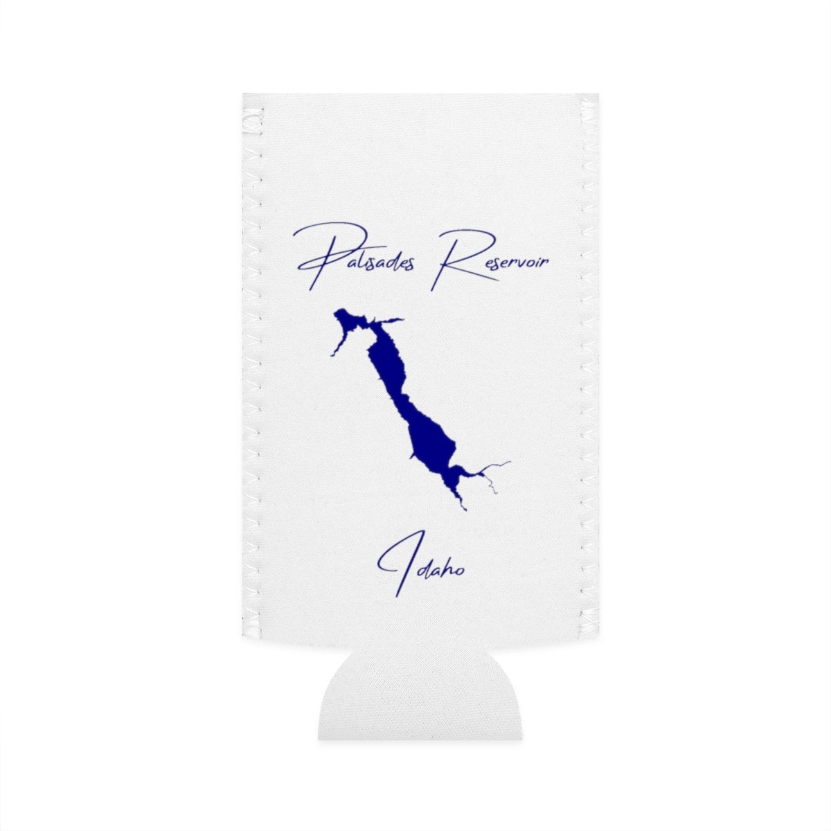 Idaho  Palisades  Reservoir  Slim  Can  Koozie  front  position  view  from  flat-front  white.webp