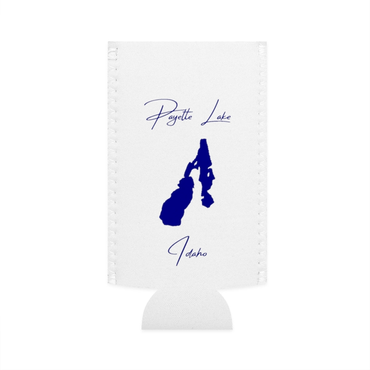 Idaho  Payette  Lake  Slim  Can  Koozie  front  position  view  from  flat-front  white.webp