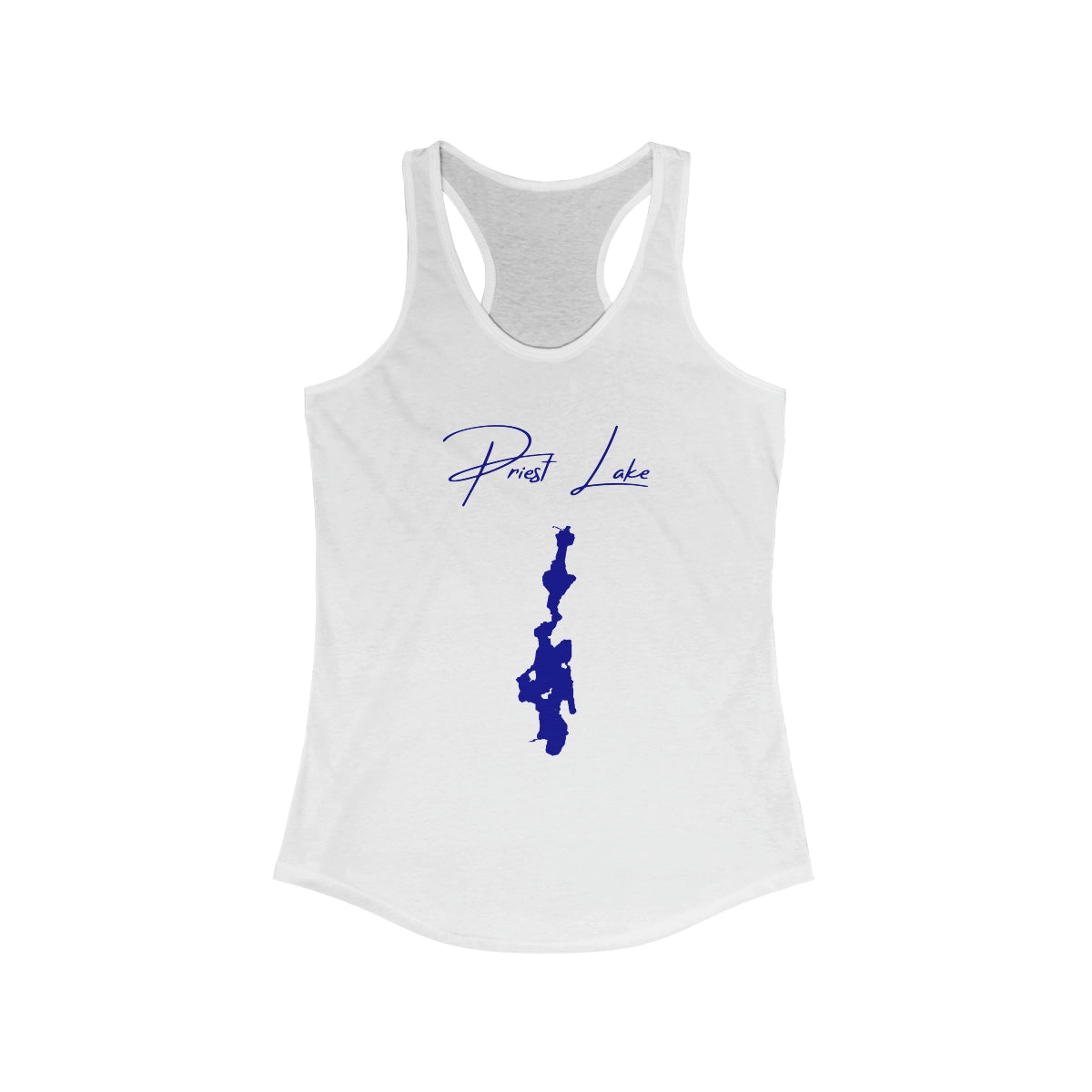 Idaho  Priest  Lake  Racerback-Tank  front  position  view  from  front  solid  white.webp