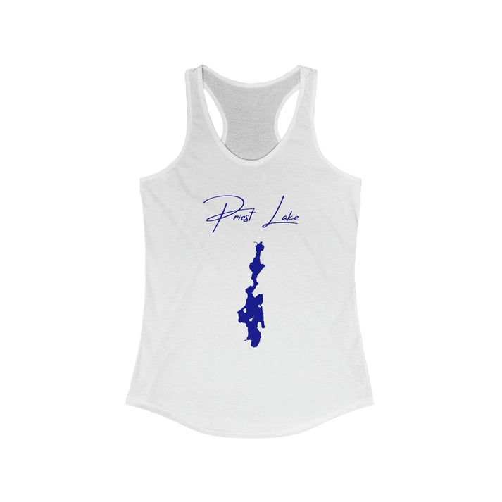 Idaho  Priest  Lake  Racerback-Tank  front  position  view  from  front  solid  white.webp
