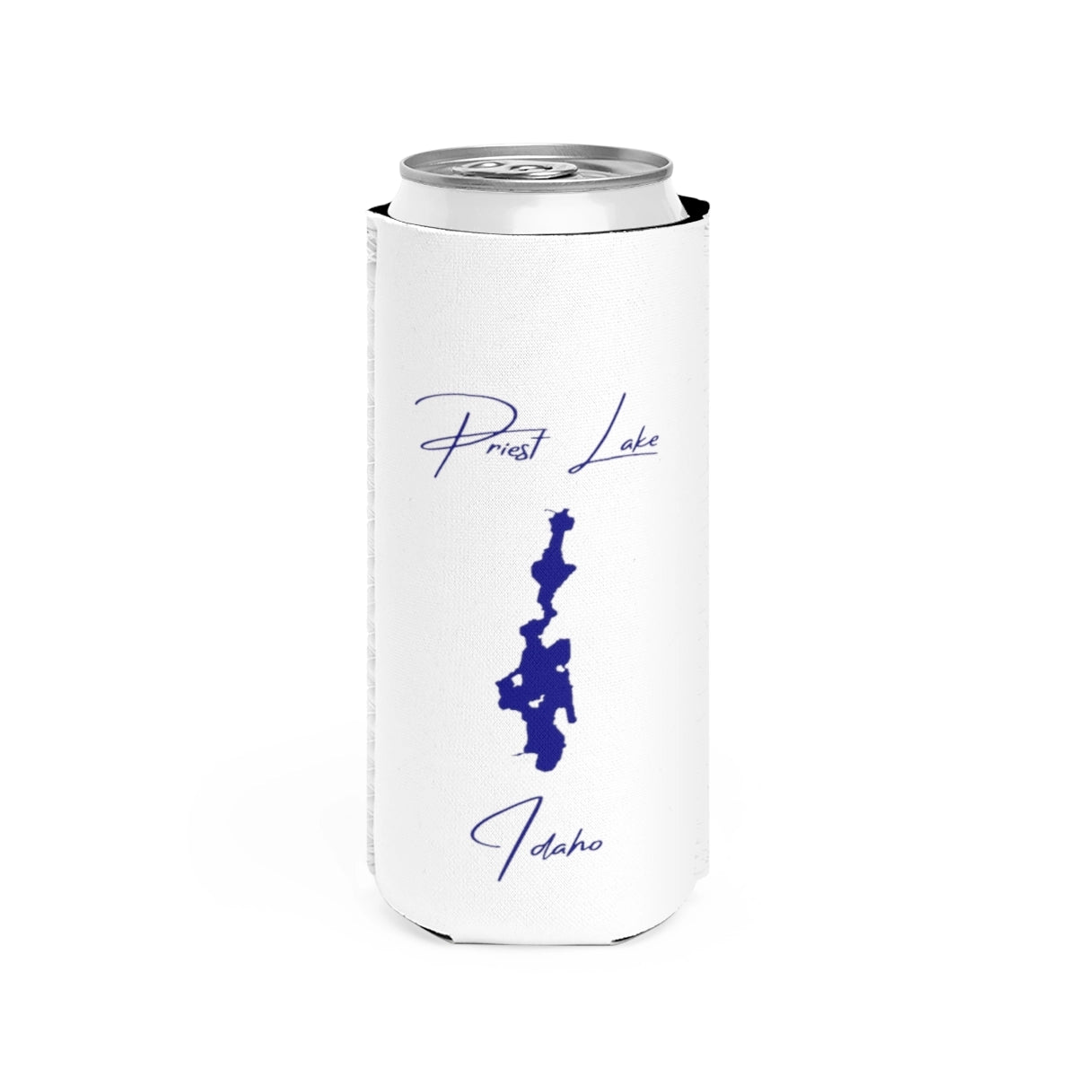 Idaho  Priest  Lake  Slim  Can  Koozie  front  position  view  from  front  white.webp