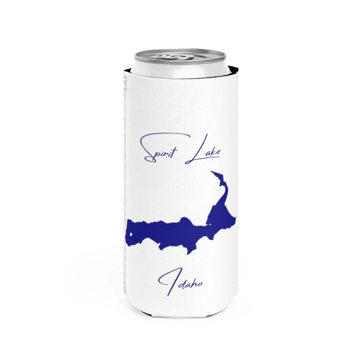Idaho  Spirit  Lake  Slim  Can  Koozie  front  position  view  from  front  white.webp