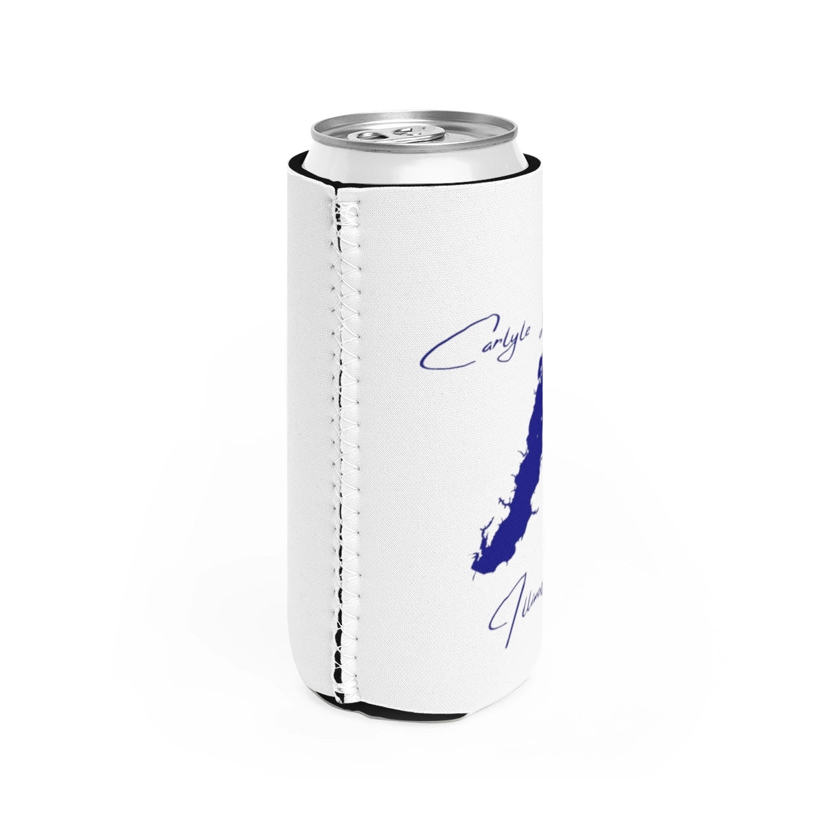 Illinois  Carlyle  Lake  Slim  Can  Koozie  all  position  view  from  right  white.webp