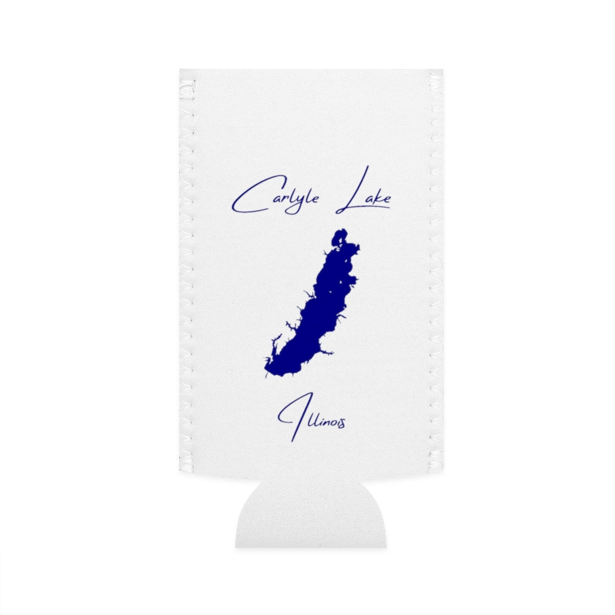 Illinois  Carlyle  Lake  Slim  Can  Koozie  front  position  view  from  flat-front  white.webp