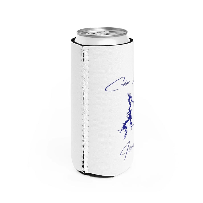 Illinois  Cedar  Lake  Slim  Can  Koozie  all  position  view  from  right  white.webp