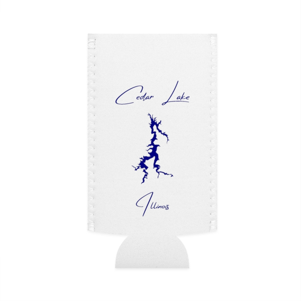 Illinois  Cedar  Lake  Slim  Can  Koozie  front  position  view  from  flat-front  white.webp