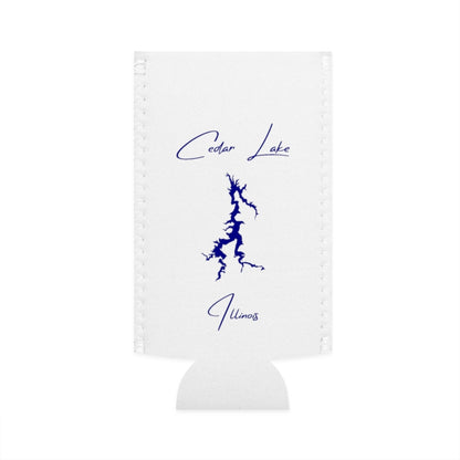 Illinois  Cedar  Lake  Slim  Can  Koozie  front  position  view  from  flat-front  white.webp