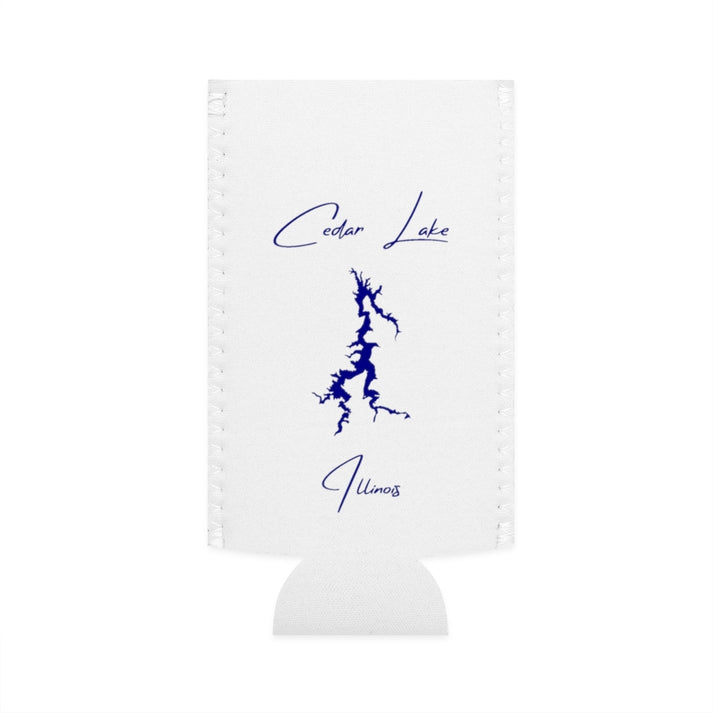 Illinois  Cedar  Lake  Slim  Can  Koozie  front  position  view  from  flat-front  white.webp