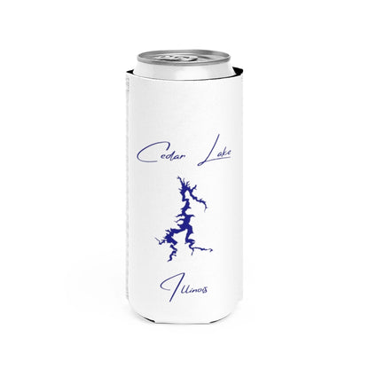 Illinois  Cedar  Lake  Slim  Can  Koozie  front  position  view  from  front  white.webp