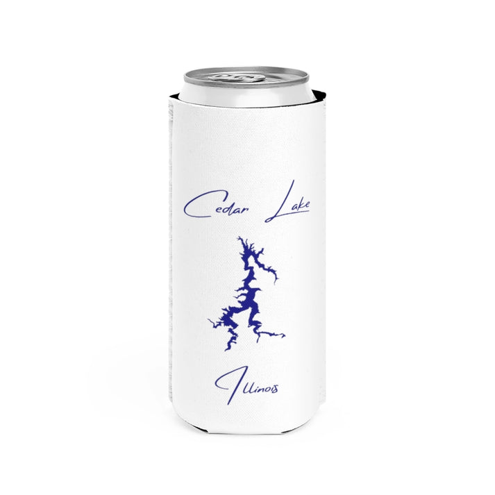 Illinois  Cedar  Lake  Slim  Can  Koozie  front  position  view  from  front  white.webp