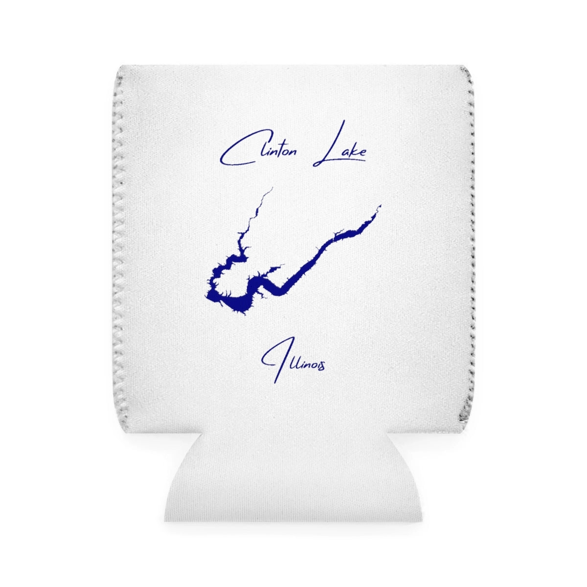 Illinois  Clinton  Lake  Can  Koozie  front  position  view  from  front-1  white.webp