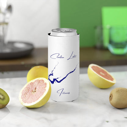 Illinois  Clinton  Lake  Slim  Can  Koozie  front  position  view  from  context-2  white.webp