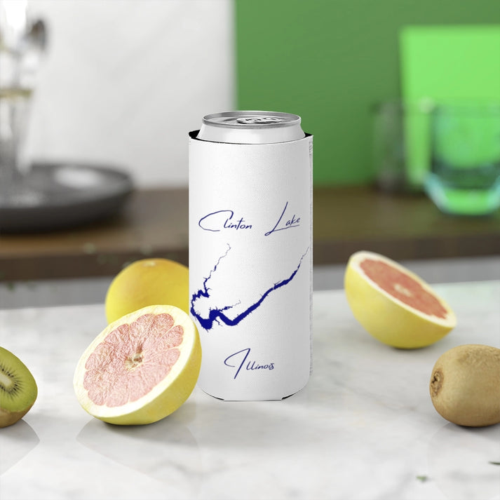 Illinois  Clinton  Lake  Slim  Can  Koozie  front  position  view  from  context-2  white.webp