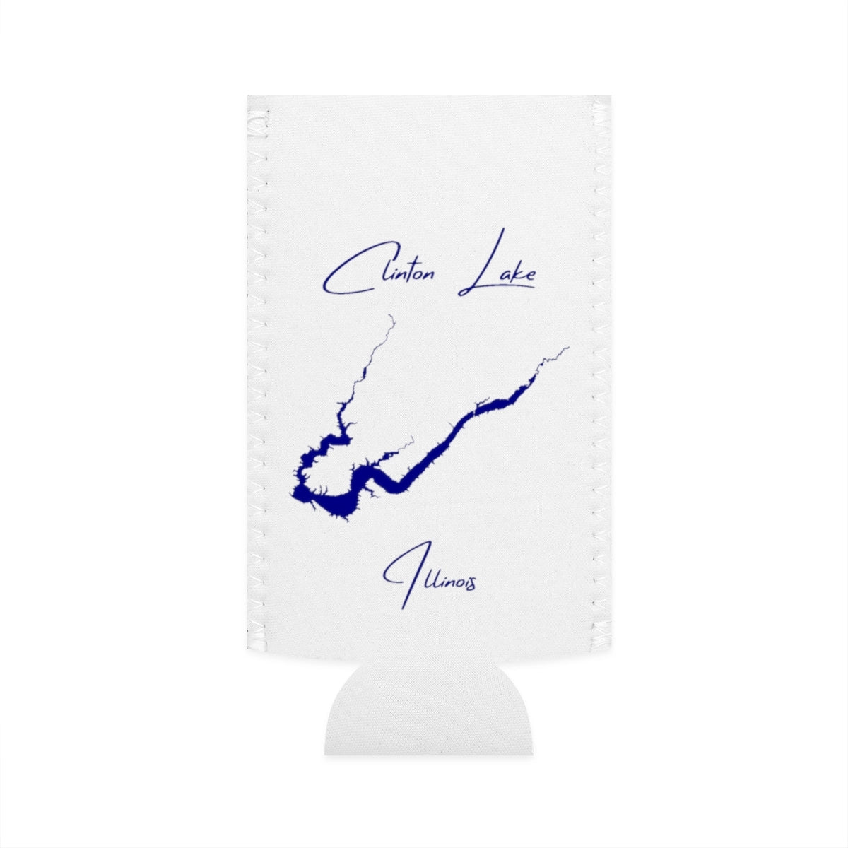 Illinois  Clinton  Lake  Slim  Can  Koozie  front  position  view  from  flat-front  white.webp