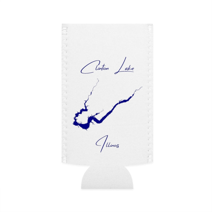 Illinois  Clinton  Lake  Slim  Can  Koozie  front  position  view  from  flat-front  white.webp