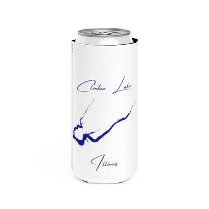 Illinois  Clinton  Lake  Slim  Can  Koozie  front  position  view  from  front  white.webp