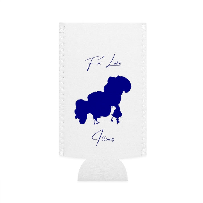 Illinois  Fox  Lake  Slim  Can  Koozie  front  position  view  from  flat-front  white.webp