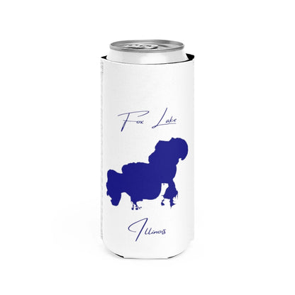 Illinois  Fox  Lake  Slim  Can  Koozie  front  position  view  from  front  white.webp
