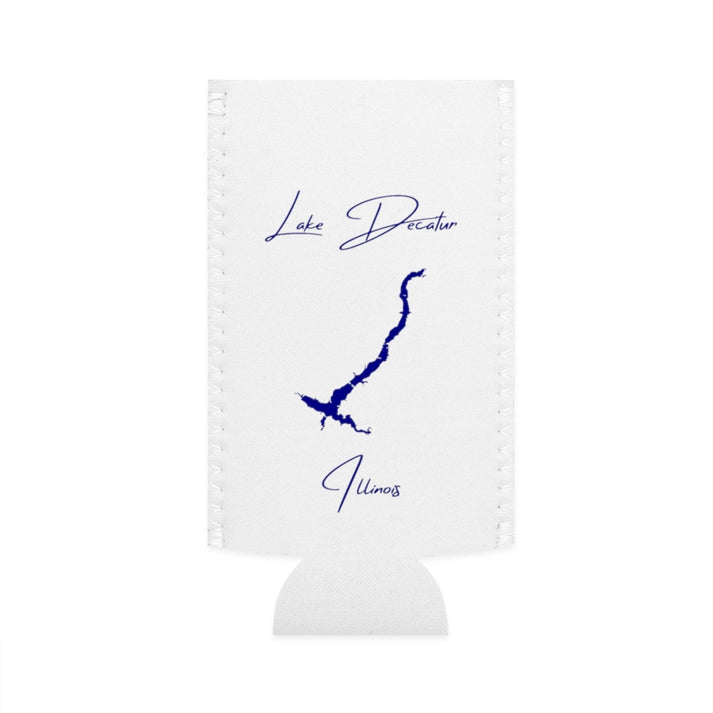 Illinois  Lake  Decatur  Slim  Can  Koozie  front  position  view  from  flat-front  white.webp