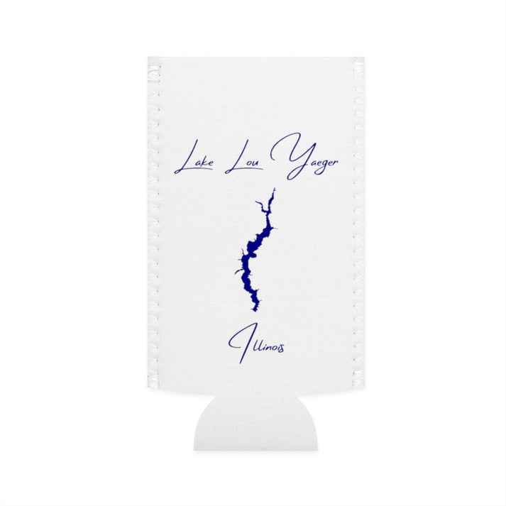 Illinois  Lake  Lou  Yaeger  Slim  Can  Koozie  front  position  view  from  flat-front  white.webp