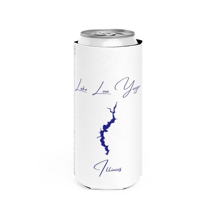 Illinois  Lake  Lou  Yaeger  Slim  Can  Koozie  front  position  view  from  front  white.webp