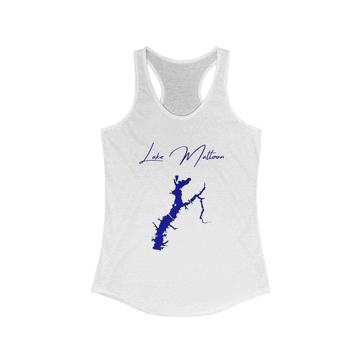 Illinois  Lake  Mattoon  Racerback-Tank  front  position  view  from  front  solid  white.webp