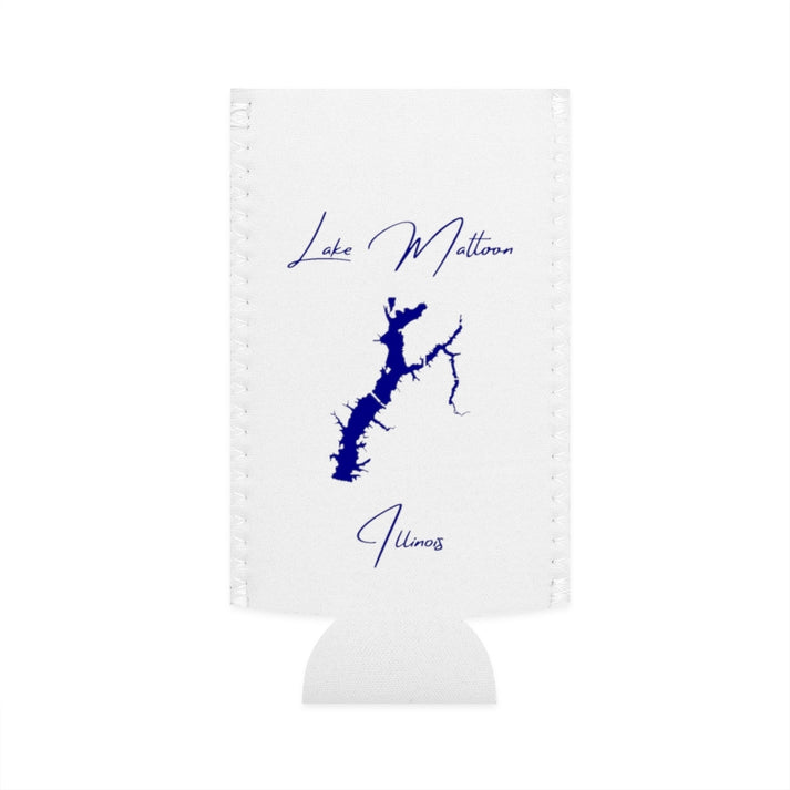 Illinois  Lake  Mattoon  Slim  Can  Koozie  front  position  view  from  flat-front  white.webp