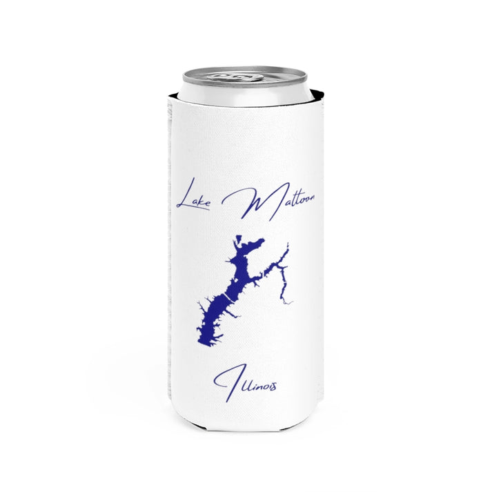 Illinois  Lake  Mattoon  Slim  Can  Koozie  front  position  view  from  front  white.webp