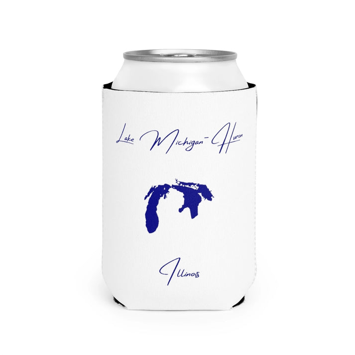 Illinois  Lake  Michigan-Huron  Can  Koozie  front  position  view  from  front-2  white.webp