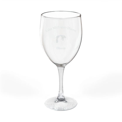 Illinois  Lake  Michigan-Huron  Engraved  Wine  Glass  other  position  view  from  front  10.5oz.webp