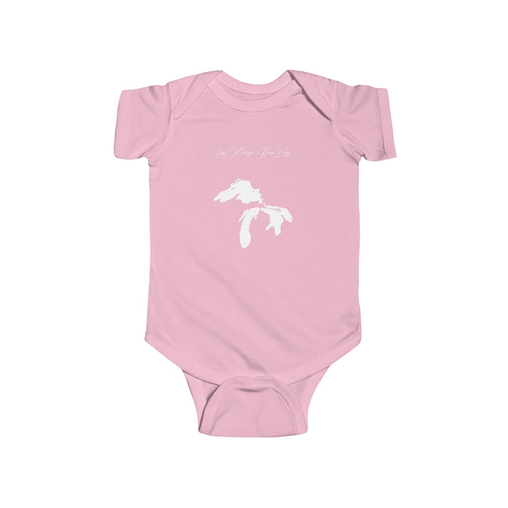 Illinois  Lake  Michigan-Huron  Onesie  front  position  view  from  front  pink.webp