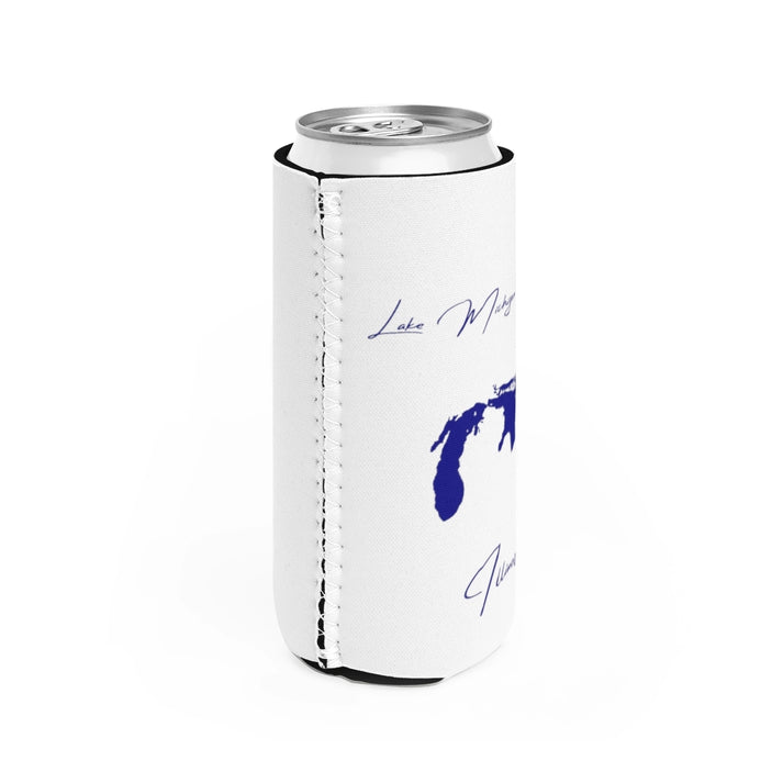 Illinois  Lake  Michigan-Huron  Slim  Can  Koozie  all  position  view  from  right  white.webp