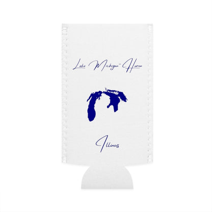 Illinois  Lake  Michigan-Huron  Slim  Can  Koozie  front  position  view  from  flat-front  white.webp