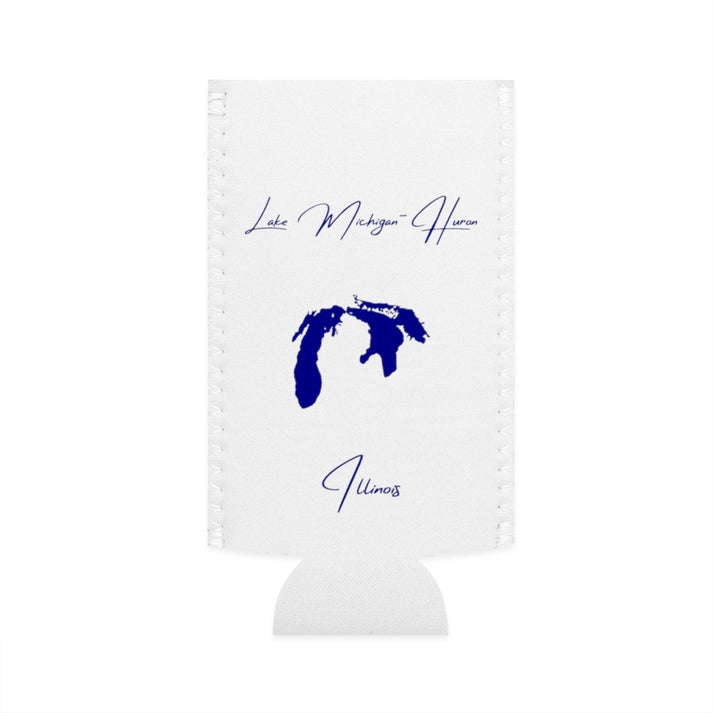Illinois  Lake  Michigan-Huron  Slim  Can  Koozie  front  position  view  from  flat-front  white.webp