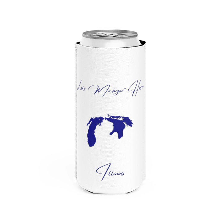 Illinois  Lake  Michigan-Huron  Slim  Can  Koozie  front  position  view  from  front  white.webp