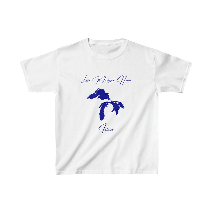 Illinois  Lake  Michigan-Huron  Youth  T-shirt  front  position  view  from  front  white.webp