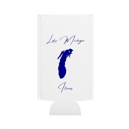 Illinois  Lake  Michigan  Slim  Can  Koozie  front  position  view  from  flat-front  white.webp