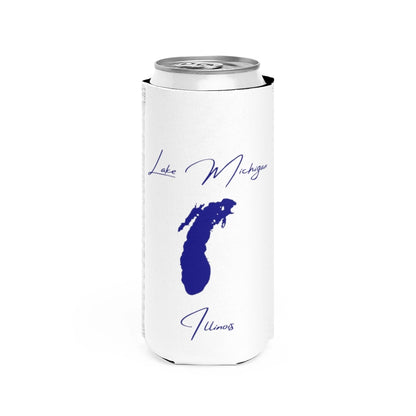 Illinois  Lake  Michigan  Slim  Can  Koozie  front  position  view  from  front  white.webp