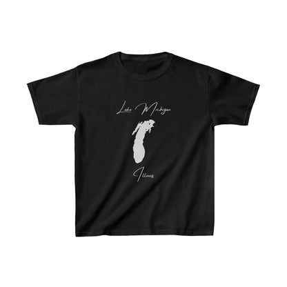 Illinois  Lake  Michigan  Youth  T-shirt  front  position  view  from  front  black.webp